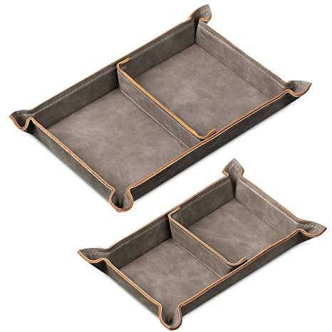 Navaris Svuotatasche Ingresso - Set 2X Svuota Tasche Casa - Vassoio Portaoggetti Portagioie Uomo Donna - Portachiavi Moderno Pelle Sintetica - Grigio