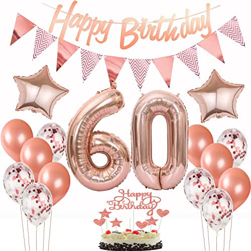 deko 60. geburtstag frauen deko rosegold ,ballon 60. geburtstag kuchen deko luftballon 60. rosegold Tortendeko 60 girlande banner geburtstagsdeko 60 jahre Tortendeko