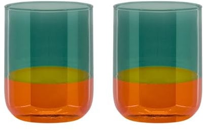 REMEMBER Gläser - 2er-Set - aus Borosilikatglas, H 9,5 cm, Ø 7,5 cm - Bunte Gläser