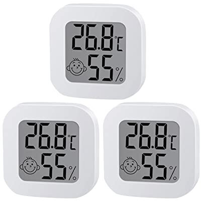 3PACK Hygrometer Klein Thermometer Feuchtigkeitsmesser Monitor mit Temperatur -10℃-70℃ (14℉-158℉) und Luftfeuchtigkeit 10% RH-99% RH Sensor