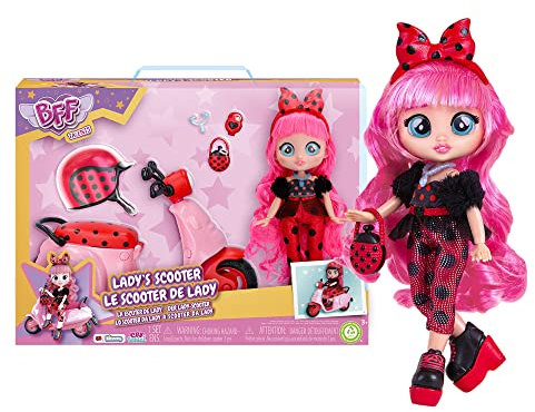Cry Babies BFF by Lady Playset Dolls Bambola BFF Lady Ha Il SUO Scooter, 10 Zubehörteile, Giocattolo Bambine und Bambini +3 Anni