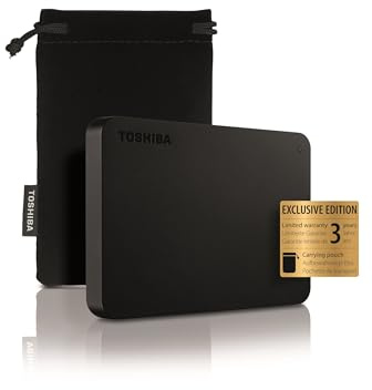 TOSHIBA Canvio Basics Exclusive 2.5 1TB USB 3.2 Gen-1 (HDTB510MK3AA) Tragbare Externe Festplatte (mit Schutzhülle)