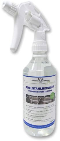 PandaCleaner Edelstahl Reiniger & Edelstahl Pflege - 500ml Bio Edelstahl Reiniger für Küche, Haushalt & Grill putzen - Für Aluminium, Chrom, Buntmetall und Kunststoff (500ml Spray)