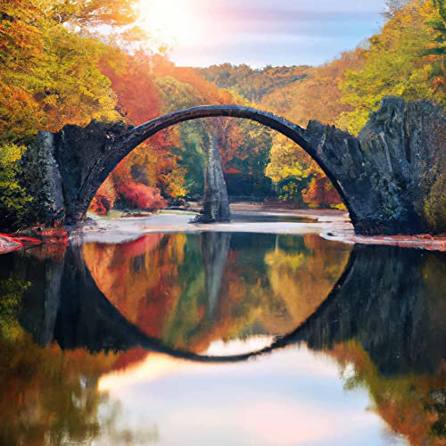 Zariocy 5D Diamond Painting Set Brücke, Diamant Malerei BilderAnsicht Adult Runder Vollbohrer Diamant Stickerei Gemälde Kunsthandwerk Für Zuhause Wanddekoration 30x30 cm