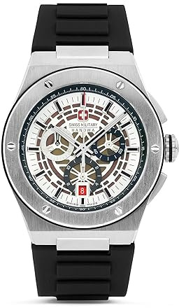 Swiss Military Hanowa Herren Armbanduhr in der Farbe Schwarz, Bandmaterial: Leder, Gehäusedurchmesser: 43mm, SMWGO0000901