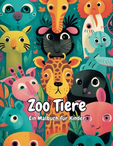 Malbuch zum Auschneiden für Kinder - Zoo Tiere (Großdruck): Tiere Zoo Entspannung Ausmalen Malbuch Zeichnen Auschneiden