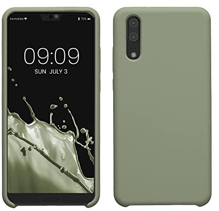 kwmobile Hülle kompatibel mit Huawei P20 Hülle - Silikon Handy Case - Handyhülle weiche Oberfläche - kabelloses Laden - Graugrün