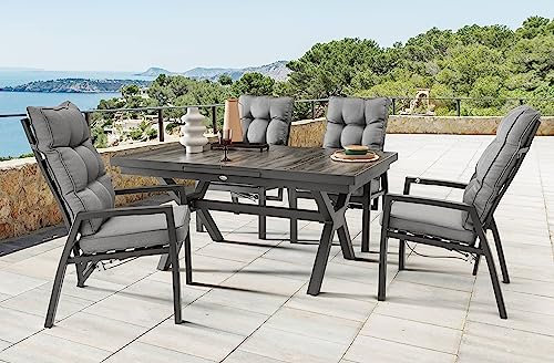 Destiny Sitzgruppe Garda 4 Hochlehner + Tisch 160/210x100x75cm ausziehbar
