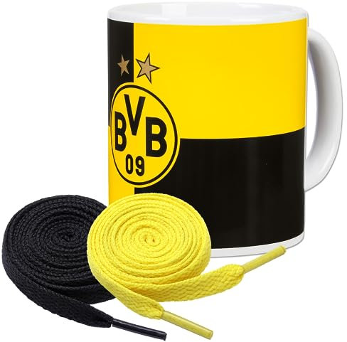 BVB Tasse Emblem + 2 Paar Fan-Schnürsenkel