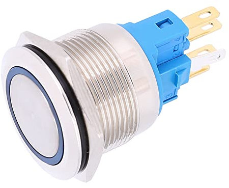 Bouton 6 Broches, 2 Pièces Interrupteur à Bouton-poussoir DC 12-24 V Bouton de Réinitialisation à 6 Broches Interrupteur à Bouton-poussoir en Acier Inoxydable, Commutateurs à