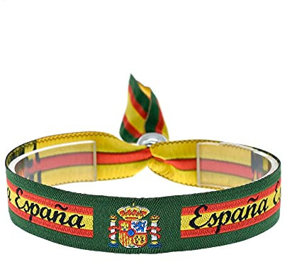BDM Pulsera de la bandera de España con el escudo nacional y fondo en color verde de la Guardia Civil, es ajustable y unisex. Un regalo original