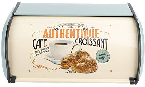MOUMOUTEN Metal Bread Box, Large Capacity Kitchen Storage Organizer with Anti Skid Bottom, Dust Proof Bread Keeper Food Container with Cover for Fresh Baked Goods(Blue)