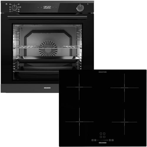 Oranier Pyrolyse Backofen Set EBP620 Einbau autark - 9 Funktionen - 60 cm Induktionskochfeld KFI360 - Kochfeld mit Slider-Bedienung & Warmhaltestufe