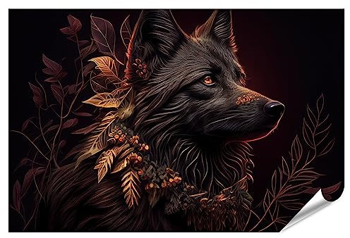 islandburner Prime XXL Bild Poster Schwarzer Wolf Schwarz Schwarzer Wolf Portrait Premium Bilder Fotodruck