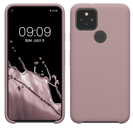 kwmobile Hülle kompatibel mit Google Pixel 5 Hülle - Silikon Handy Case - Handyhülle weiche Oberfläche - kabelloses Laden - Nude Lilac