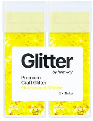 Hemway Premium Glitter Shakers - Fluorescent Yellow | Super Chunky Metallic Flake Sequins for Resin & Epoxy Crafts | Craft Supplies for Tumblers, Festival, Face, Body, Eye & Nail Art | 130 g (2 Pack)