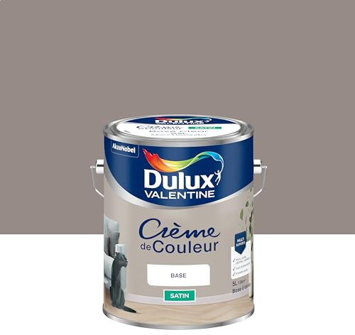 Dulux Valentine Crème de Couleur - Peinture multi-supports intérieure - Satin Terre cendrée 5 L