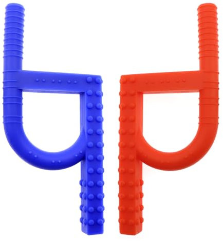 Anneau de dentition en silicone pour bébé - Soulagement des dents en croissance - Pack de 2 - Jouet sensoriel et réfrigérant