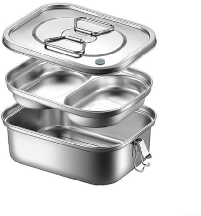 Getdoublerich 1 lonchera de acero inoxidable 304, lonchera grande de metal, lonchera sellada de doble capa, a prueba de fugas, adecuada para usar cuando sales (1200 ml)