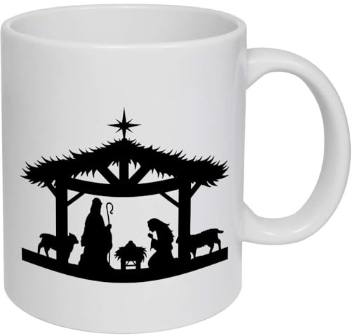 Azeeda 'Christmas Nativity Scene' Ceramic Mug - 320ml (11oz) (MG00069436) | Coffee / Tea Cup for Home, Office, Hot Drinks and Gifts
