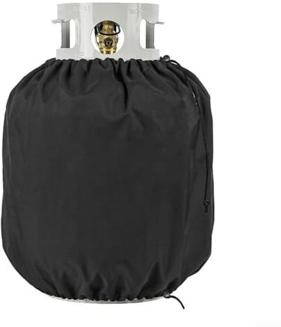 Propane Tank Cover with Drawstring, Waterproof and Windproof Oxford Cloth Gas Tank Cover, Gas Bottle Cover, Fits Gas Tank (Black)