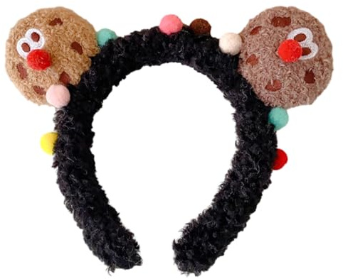 Bottone Niedliches 3D-Cartoon-Keks-Stirnband, Make-up-Haarreif, flauschiges Plüsch-Haarband, Haar-Accessoires, Foto-Requisiten für Frauen und Mädchen