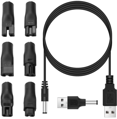 7PCS 5V USB Chargeur de Rasoir Câble Universel,Câble Universel pour Tondeuse à Cheveux - Connecteur,Charging Line de Rasoir pour Différentes Marques de Rasoir Électrique,Purificateurs,Table Lampes