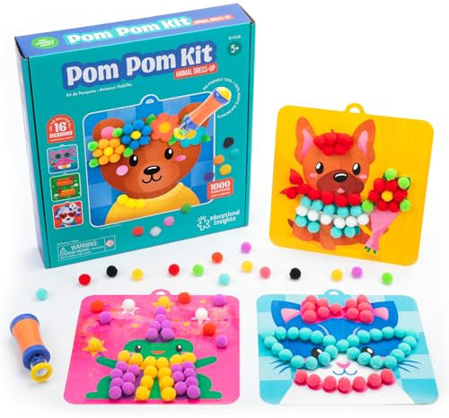Learning Resources Pom-Pom-Kit, Spielzeug für 5-jährige Mädchen und Jungen, Bastelmaterial für Kinder, wiederverwendbares Set mit 16 Aktivitäten, über 1000 Teile