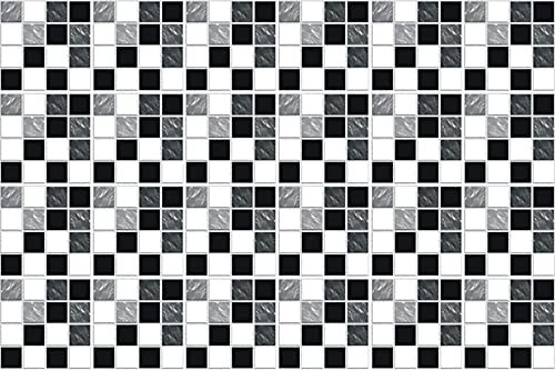 24PCS Decorative Self-Adhesive Mosaic Tile Stickers, Peel and Stick Removable Waterproof Wallcovering, Vinyl Wall Floor Tile Decals for Bathroom Kitchen Furniture Stairs Decor