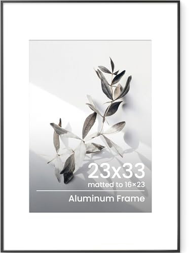 Cadre photo A1 en aluminium noir A1 (59,4 x 84,1 cm) avec supports pour format A2 (41 x 58,4 cm), cadre photo avec verre trempé à accrocher en orientation portrait ou paysage