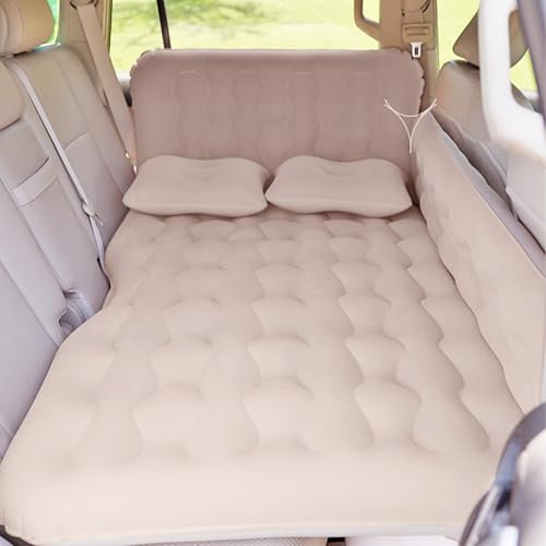 Vinteky Luftmatratze mit Rückenlehne, Zusatzmatratze, aufblasbares Kissen, Zusatzmatratze für SUV, multifunktional, mit Luftpumpe und Kissen für Camping (beige)