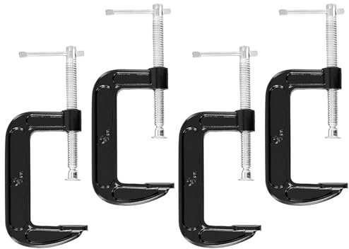 FUNSUEI 4 PCS 4 Inch Iron Black g Clamp, 10 cm c Clamp, Welding Clamps for Woodwork, Welding, Building, Automotive Repair
