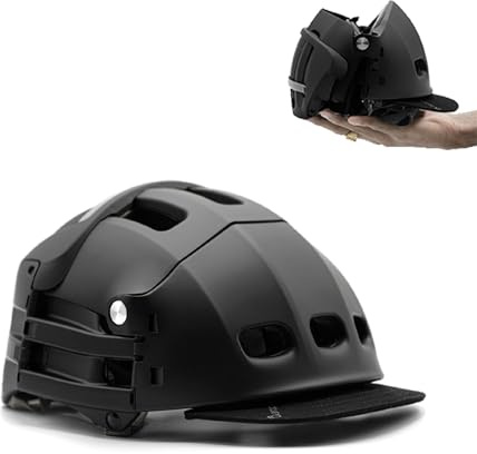 Casque Pliable Plixi pour vélo, Trottinette électrique, gyroroue, Skateboard, Roller, VAE - Norme CE EN1078, même Protection Qu’Un Casque Classique - Volume divisé par 3 (Satin Black, S/M (54-58 cm))