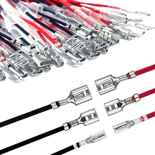Sefdrert 30PCS 2.8mm /4.8mm /6.3mm Female Speaker Wire Connectors with Insulation Sleeve Speaker Connector Quick Splice Kit