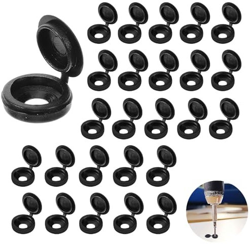 WQEDVN 100PCS Black Plastic Screw Caps, Round, For Screw Heads Protection