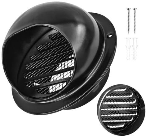 Rejilla De Ventilación 50-400 Mm Con Malla Fina, Redonda Negro Acero Inoxidable 304 Campana De Ventilación Y Escape, Para Casas Oficina Almacén Caravana Ventilación(50mm/1.97in)
