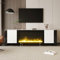 entapuk Meuble TV, 165l*55 H*32bcm - Meuble Bas avec Cheminée Électrique Effet Flamme, Banc TV avec Rangement pour Téléviseur 65, sans Fonction De Chauffage, Brillant
