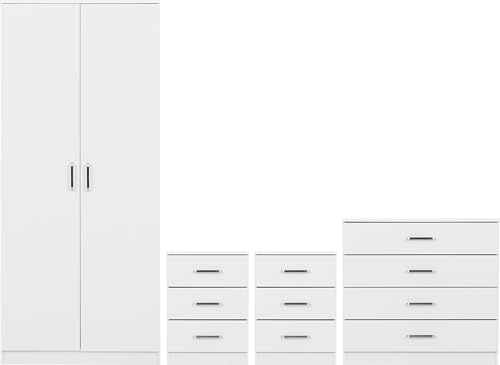 Seconique Dakota 2 Door Wardrobe Bedroom Set in White
