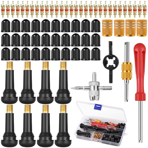 Sinofort 88 Pcs Car Tyre Valve Removal Tool Set, Tyre Valve Repair Kit for Car Truck Motorcycle Bicycle, for Easy Tire Maintenance