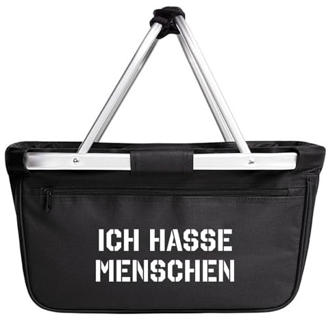 Huuraa Einkaufskorb Ich hasse Menschen Geschenk 20 Liter Black Ich hasse Menschen Geschenkidee