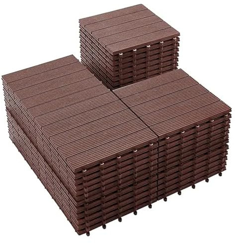 Piastrelle per terrazza ad incastro in plastica, 30,5 x 30,5 cm, impermeabili, per interni ed esterni (marrone)