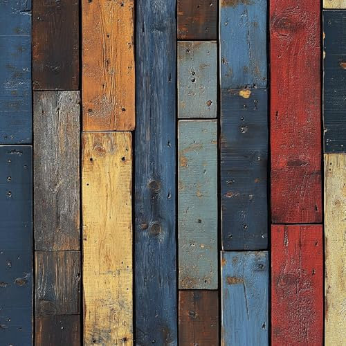Selbstklebende Tapete Wasserdicht Wandpapier Moderner Matt dick Klebefolie Farbige Holzbretter Vertikal Nahtlose Wandtapete für Schlafzimmer Wohnzimmer Küche oder Möbel Wände Dekorfolie 45x2000CM