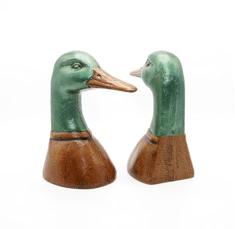 Fox Run Duck Decorative Bookend Set, 100% Iron, 4.25” x 2.9” x 5.73” Heavy Bookends
