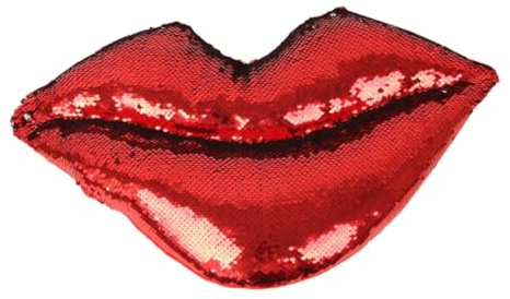 Ipetboom Pailletten Lippen Dekokissen Rot, Flauschig, Weich, Formkissen | Einseitige Flanelloberfläche, Füllung aus Seidenwatte, Druckentlastung und Extra Komfort