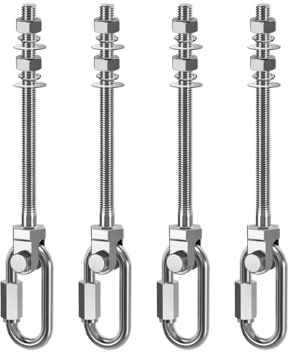 Dolibest Schaukelhaken Holzbalken 180mm Edelstahl Hängematte Deckenanker/4 | 15cm Stahlträger,Hängesessel Aufhängung Yoga Turnringe Kletterringe Befestigung Boxsackhalterung,M10,680kg,Karabinerhaken