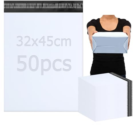 PDKKFF 50 Pièces Enveloppe Plastique Expedition 32x45cm | Pochette Envoie Colis Vinted, Emballage Colis Vinted, Autoadhésive Sac, Opaques Sachet pour Textiles et Boîtes à Chaussures