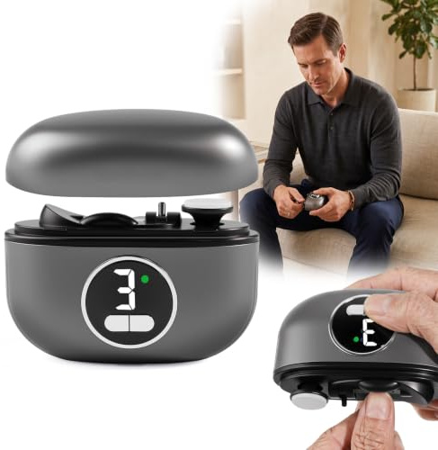 Aokitec 2-in-1 Electric Nail Clipper with Grinding Head & Display, Gray | 3-speed secure trimming with LED light and debris catcher. Ergonomic, mess-free grooming designed for weaker hands.