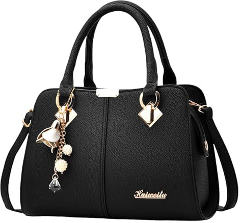Feizikaw Handtasche Damen Damenhandtasche, trendige Schulter-Crossbody-Tasche (Black, One Size)