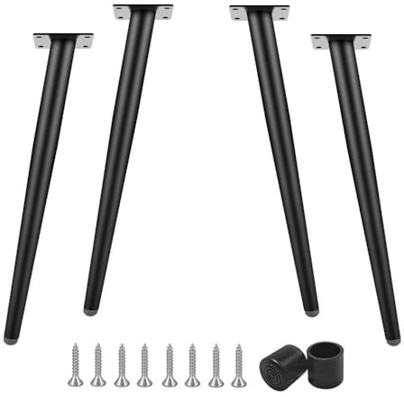 YCBTPS 4 Pièces Pieds De Table en Métal Noir 40cm 60cm Pieds De Meuble Inclinés Réglables, Pied De Support avec Vis Et Repose pour Canapés, Cuisine, Armoires(100cm/39in)