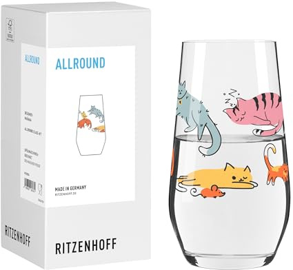 RITZENHOFF 8102004 Universalglas 425 ml, Petfluencer von Mañana – mit niedlichen Katzenmotiven und Schriftzug „so sweet – Made in Germany